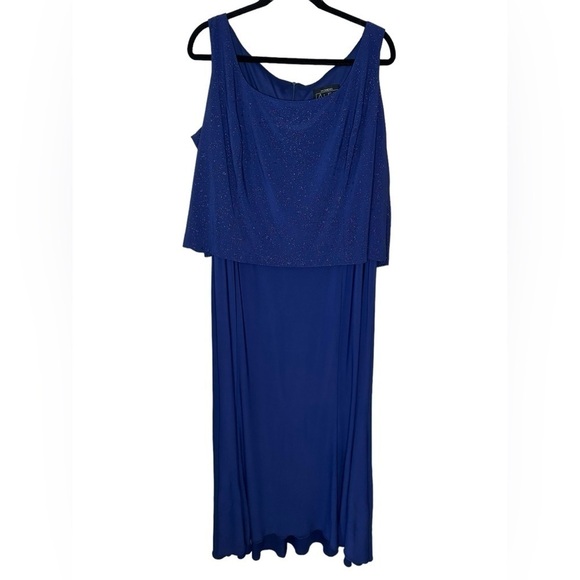 Alex Evenings Sleeveless Sequin Maxi Dress Gown Size 22w Navy Blue - Picture 1 of 7